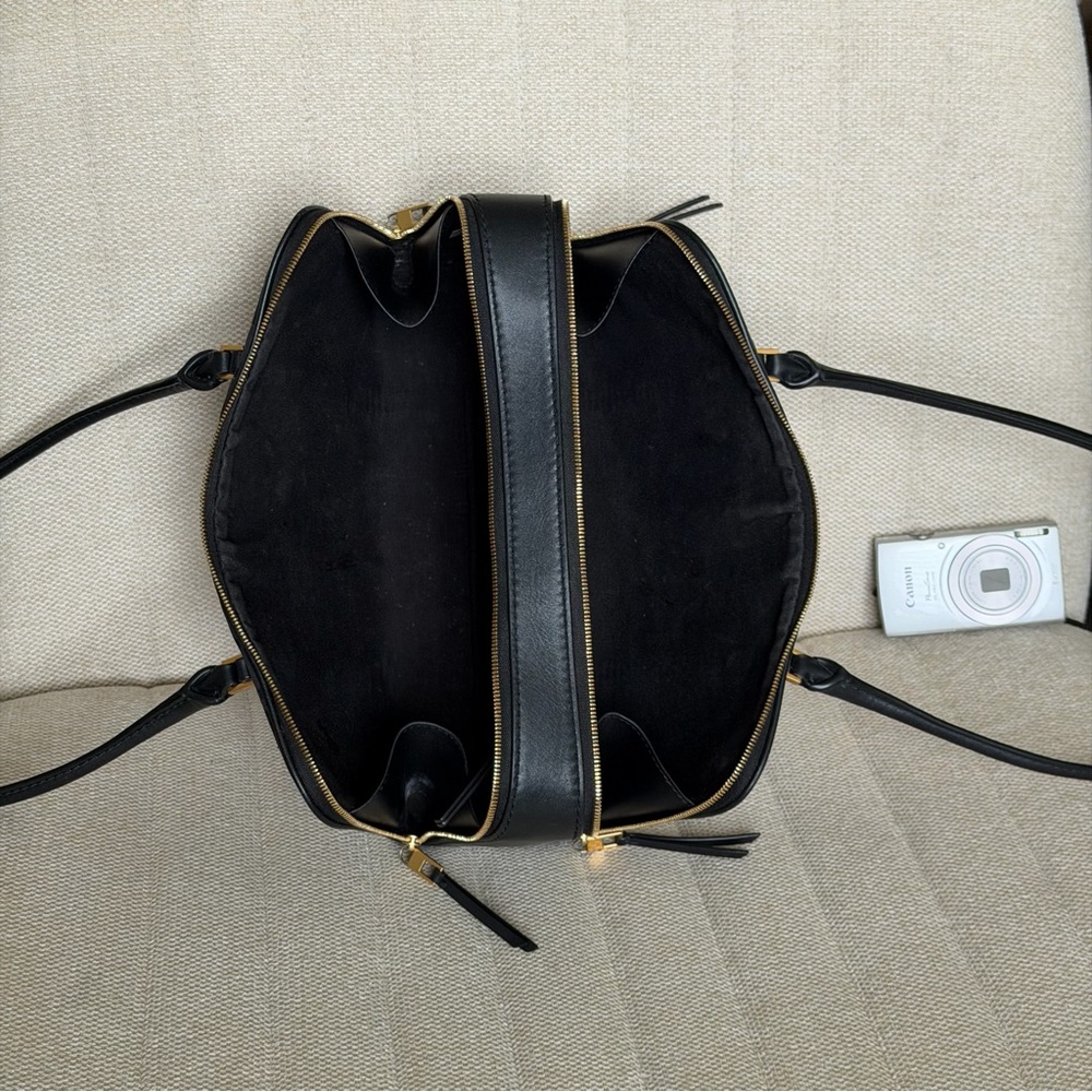 RARE Tory Burch Small T Monogram Marshmallow
Satchel Shoulder Bag Black - Picture 4 of 11